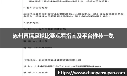 涿州直播足球比赛观看指南及平台推荐一览