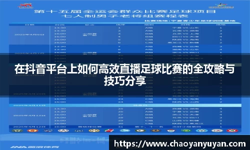 在抖音平台上如何高效直播足球比赛的全攻略与技巧分享