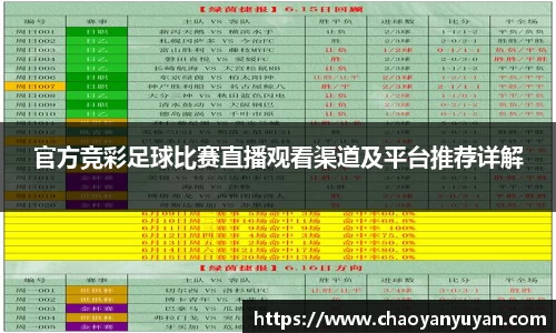 官方竞彩足球比赛直播观看渠道及平台推荐详解